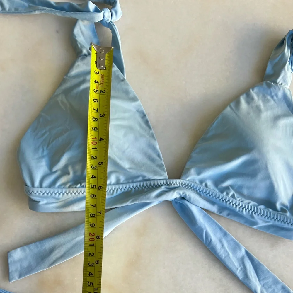 SALE! $12! Sky Blue Bikini Swimsuit Set Triangle Bra Top Full Coverage Bottom - Picture 4 of 10
